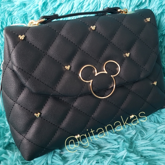 Disney Mickey Minnie Mouse Quilted Studded Handbag - Picture 1 of 3